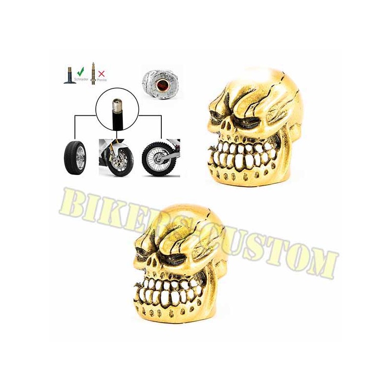 Bikers-Custom : Bouchons de valves crazy skull or