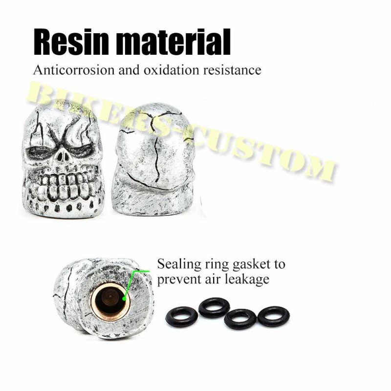 Bikers-Custom : Bouchons de valves crazy skull silver