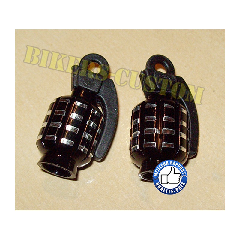 Bikers-Custom : Bouchons de valves grenade noir