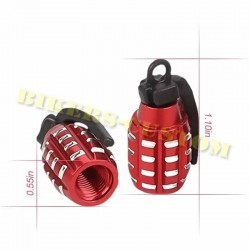 Bikers-Custom : Bouchons de valves grenade Rouge