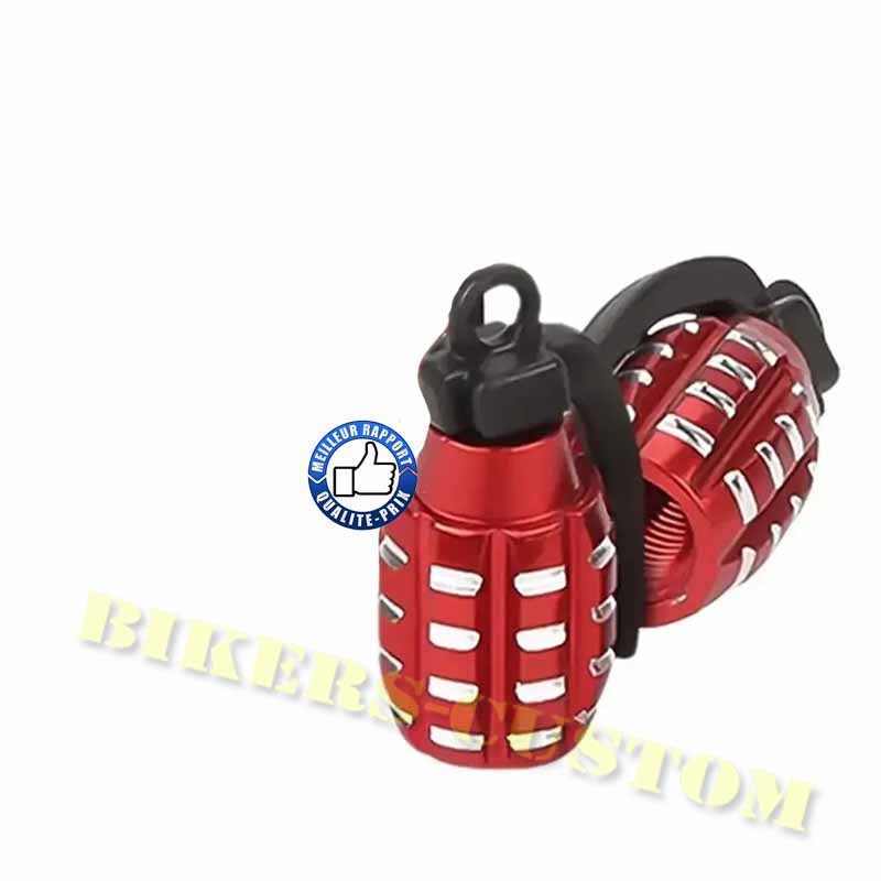 Bikers-Custom : Bouchons de valves grenade Rouge