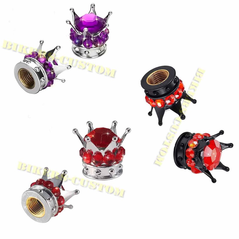Bikers-Custom : Bouchons de valves couronnes et perles