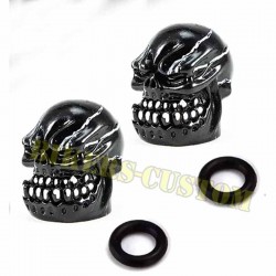 Bikers-Custom : Bouchons de valves crazy skull noir