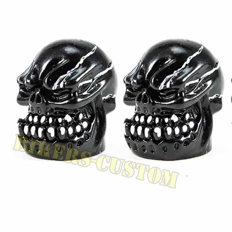 Bikers-Custom : Bouchons de valves crazy skull noir