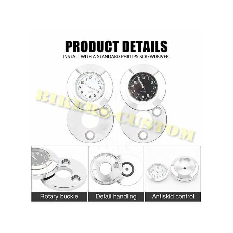 Bikers-Custom : Montre de guidon sur console, pour Harley