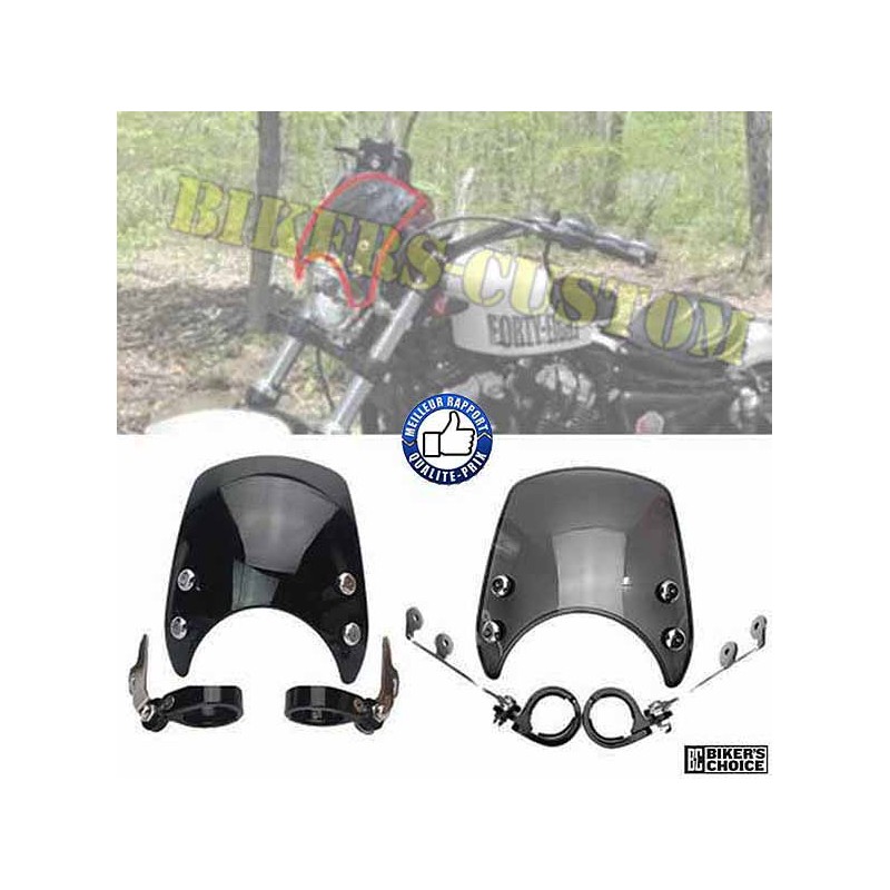 Bikers-Custom : Pare brise fumé ou noir pour Harley et custom