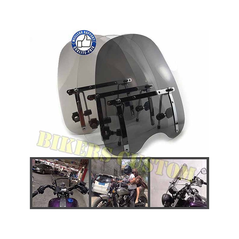 Bikers-Custom : Pare brise fumé pour Harley et custom