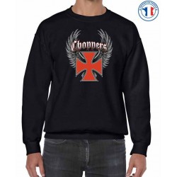 Bikers-Custom : Sweat biker CROIX TEMPLIER ROUGE