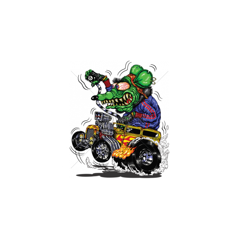 Bikers-Custom : Sweat zippé GREEN MONSTER YELLOW HOT ROD