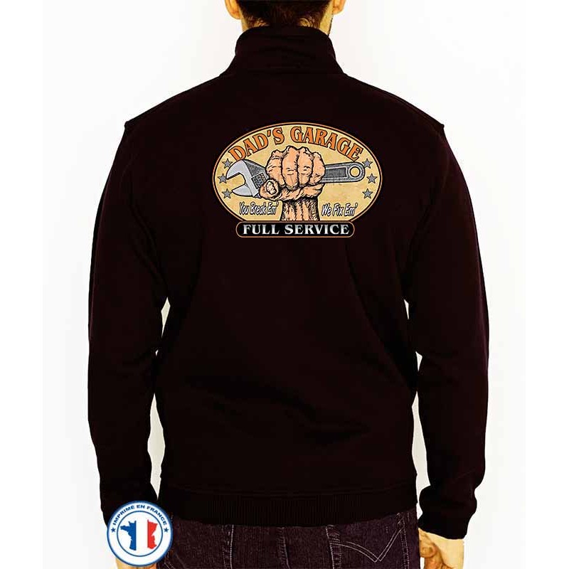Bikers-Custom : Sweat zippé DAD'S GARAGE