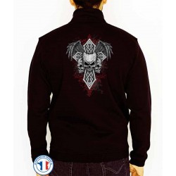 Bikers-Custom : Sweat zippé CROSS AND SKULLS