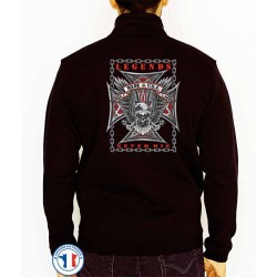 Bikers-Custom : Sweat zippé LEGEND NEVERDIE