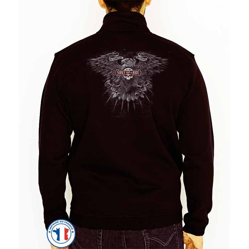 Bikers-Custom : Sweat zippé SHUT UP AND RIDE CREED