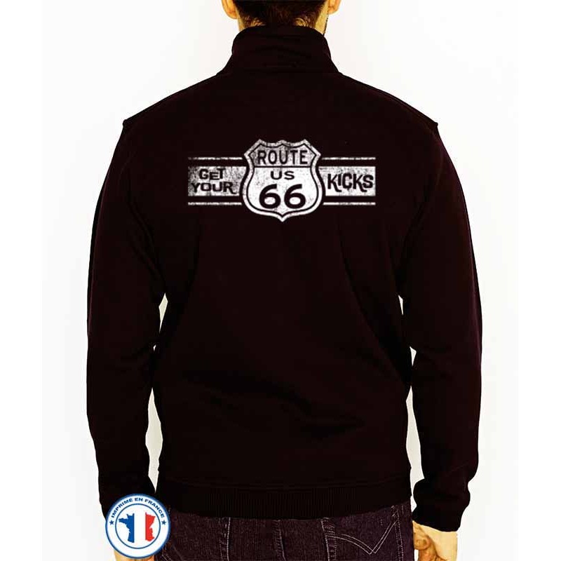 Bikers-Custom : Sweat zippé GET YOUR KICKS 66