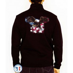 Bikers-Custom : Sweat zippé FLAG EAGLE