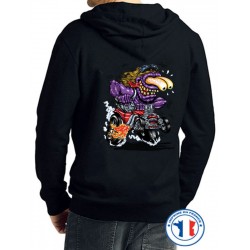 Bikers-Custom : Sweat capuche PURPLE MONSTER RED HOT ROD