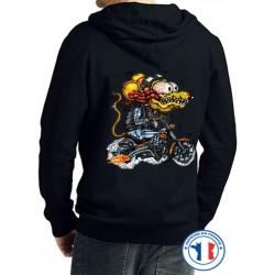 Bikers-Custom : Sweat capuche YELLOW MONSTER ORANGE CYCLE.