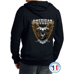 Bikers-Custom : Sweat capuche AMERICAN STEEL