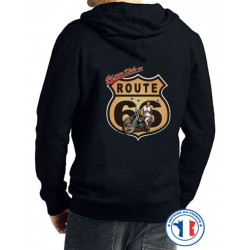 Bikers-Custom : Sweat capuche ROUTE 66 MOTO