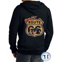 Bikers-Custom : Sweat capuche ROUTE 66 HOT ROD