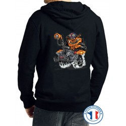 Bikers-Custom : Sweat capuche zippé HOT ROD PIG