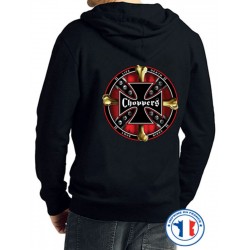 Bikers-Custom : Sweat capuche zippé CHOPPERS AND BONES