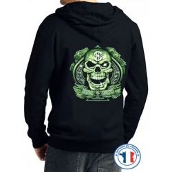 Bikers-Custom : Sweat capuche zippé MONEY TIME