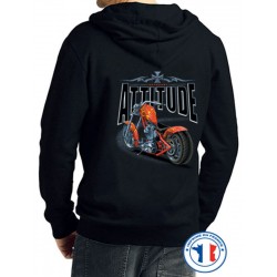 Bikers-Custom : Sweat capuche zippé ATTITUDE