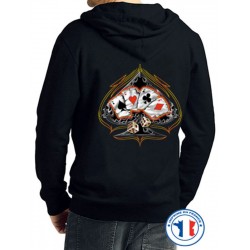 Bikers-Custom : Sweat capuche zippé AS DE PIQUE