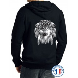 Bikers-Custom : Sweat capuche zippé WOLF