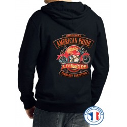 Bikers-Custom : Sweat capuche zippé AMERICAN PRIDE