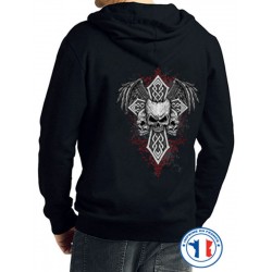 Bikers-Custom : Sweat capuche zippé CROSS AND SKULLS
