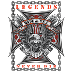 Bikers-Custom : Sweat capuche zippé LEGEND NEVERDIE