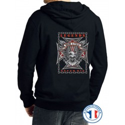 Bikers-Custom : Sweat capuche zippé LEGEND NEVERDIE