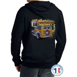 Bikers-Custom : Sweat capuche zippé AMERICAS HIGHWAY