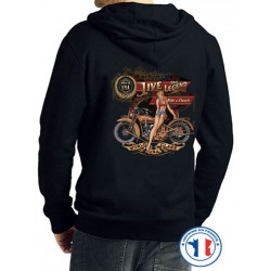 Bikers-Custom : Sweat capuche zippé LIVE THE LEGEND BABE