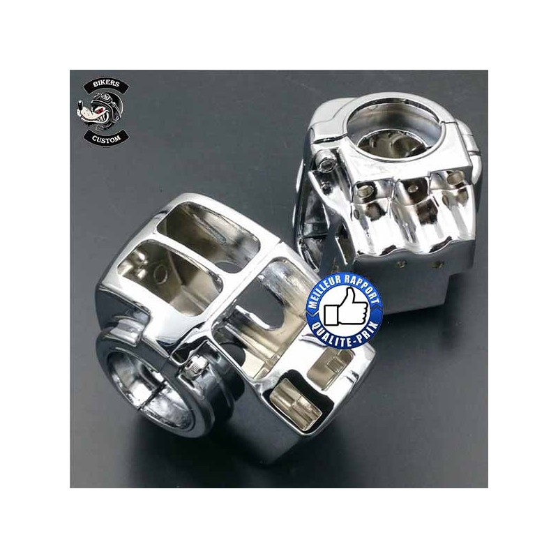 Bikers-Custom : Cache commodos chromées pour Harley Davidson 92-2013
