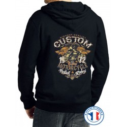 Bikers-Custom : Sweat capuche zippé CUSTOM MOTORCYCLE