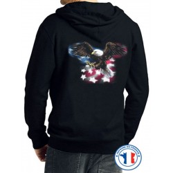 Bikers-Custom : Sweat capuche zippé FLAG EAGLE