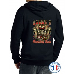 Bikers-Custom : Sweat capuche zippé ROCKABILLY RULES