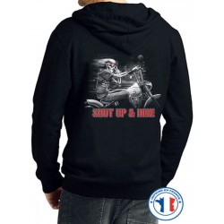 Bikers-Custom : Sweat capuche zippé SHUP AND RIDE