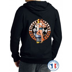 Bikers-Custom : Sweat capuche zippé MORE BANG