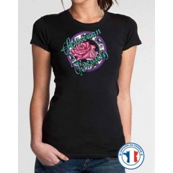 Bikers-Custom : T shirt femme american beauty