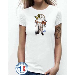 Bikers-Custom : T shirt femme dreamcatcher papillon