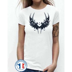 Bikers-Custom : T shirt femme wing heart