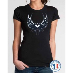 Bikers-Custom : T shirt femme wing heart