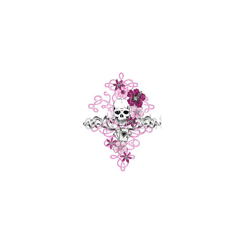 Bikers-Custom : T shirt femme skull flowers