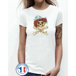 Bikers-Custom : T shirt femme skull and roses.