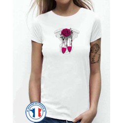 Bikers-Custom : T shirt femme v twin & roses
