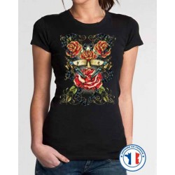 Bikers-Custom : T shirt femme daggers & roses